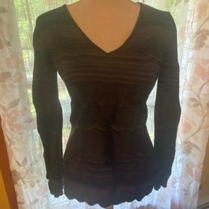 Calvin Klein Jeans SWEATER size M Black and Gray Striped with Waist Cinch